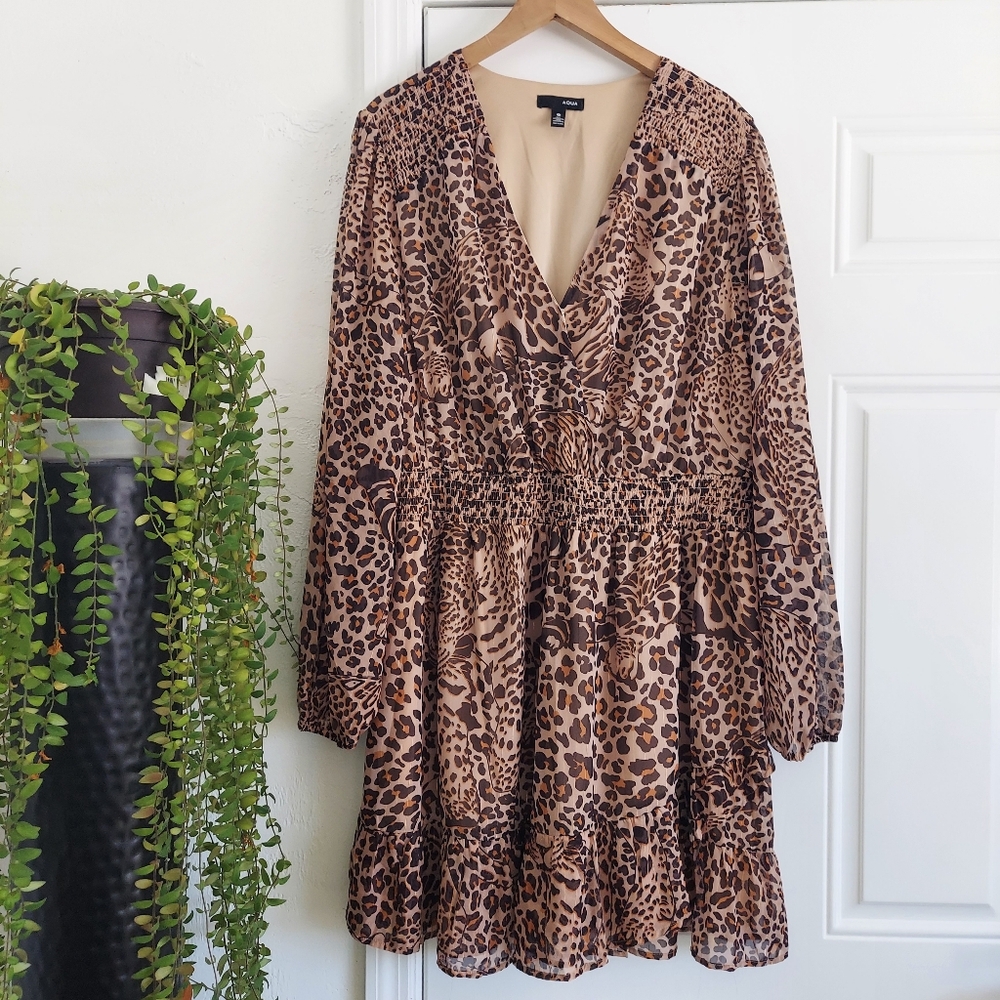 Aqua Animal Sexy Leopard Print Dress